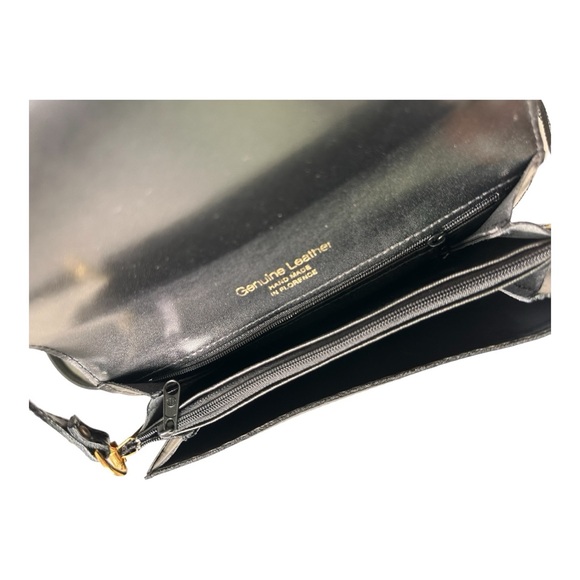 SIMONE Black Leather Slim Crossbody Bag with Gold Hardware - Picture 5 of 5